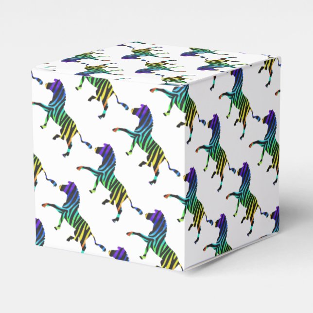 Silhouette Zebra Black and Rainbow Favour Box (Front Side)