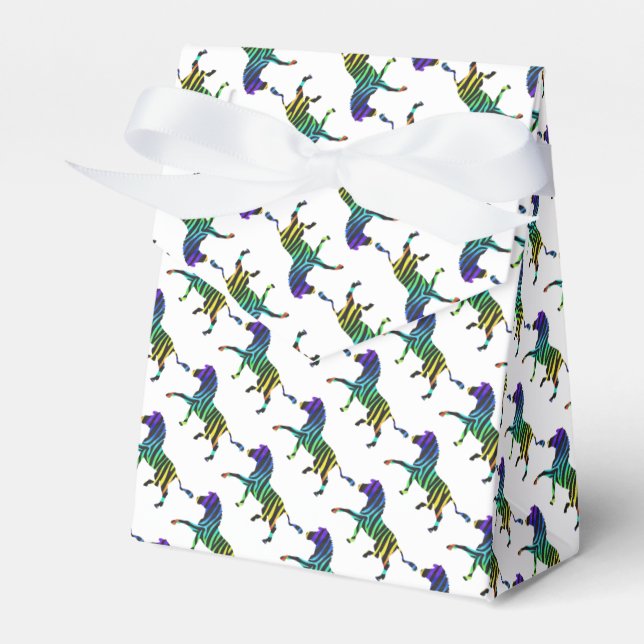 Silhouette Zebra Black and Rainbow Favour Box (Front Side)