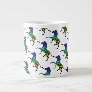 Silhouette Zebra Black and Rainbow Large Coffee Mug