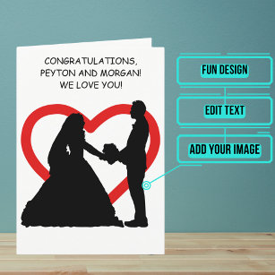 Silhouetted Couple Wedding Day Congratulations Card