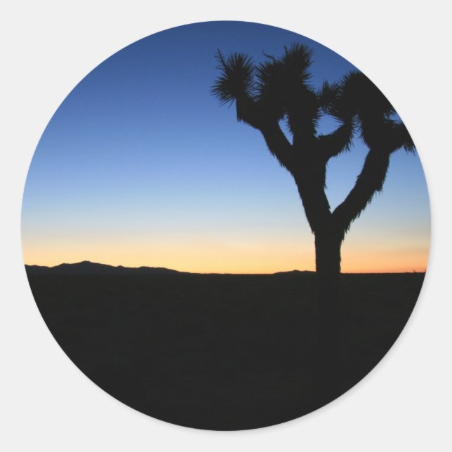 Silhouetted Joshua Tree Classic Round Sticker (Front)