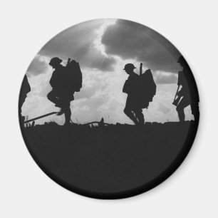 Silhouetted Marching World War I Soldiers (1917) Magnet