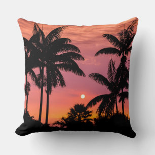 Silhouetted palm trees, Hawaii Cushion