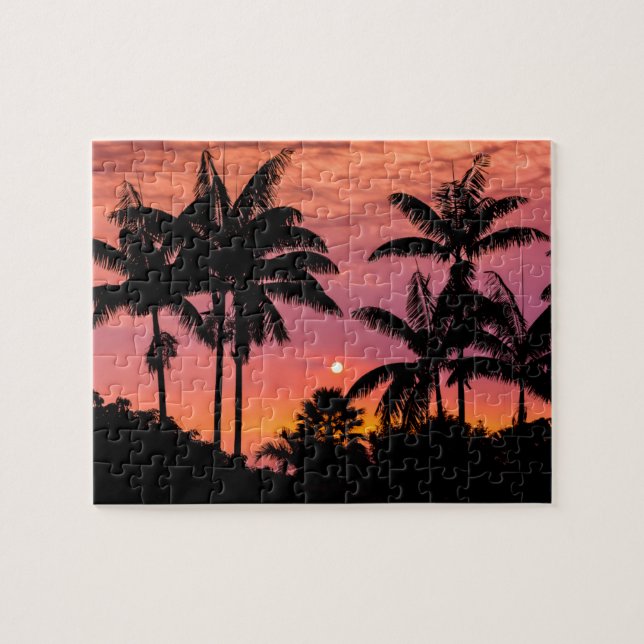 Silhouetted palm trees, Hawaii Jigsaw Puzzle (Horizontal)