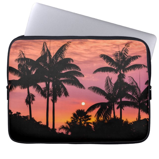 Silhouetted palm trees, Hawaii Laptop Sleeve (Front)