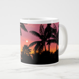 Silhouetted palm trees, Hawaii Large Coffee Mug
