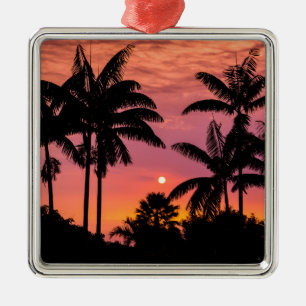 Silhouetted palm trees, Hawaii Metal Tree Decoration