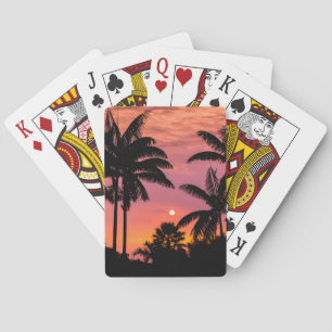 Silhouetted palm trees, Hawaii Playing Cards