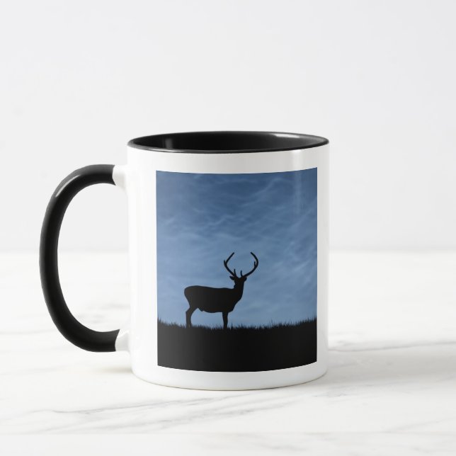 Silhouetted Red Deer Stag at Night Mug (Left)