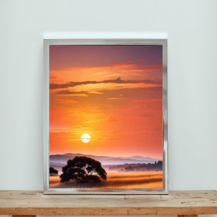 Silhouetted Tree at Sunset Photo Print