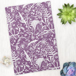 Silhouettes Botanical Floral Purple Tea Towel<br><div class="desc">Pretty purple and white floral botanical silhouettes of nature,  white foliage,  leaves and flowers with a tropical feel.</div>