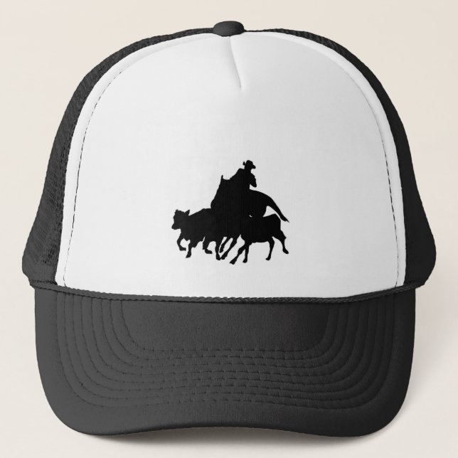 Silhouettes - Horses - Team Penning Trucker Hat (Front)