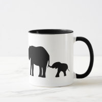 Silhouettes of 3 Elephants Holding Tails