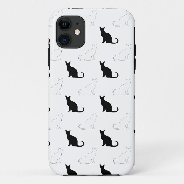 Silhouettes Of Black and White Cats Case-Mate iPhone Case (Back)
