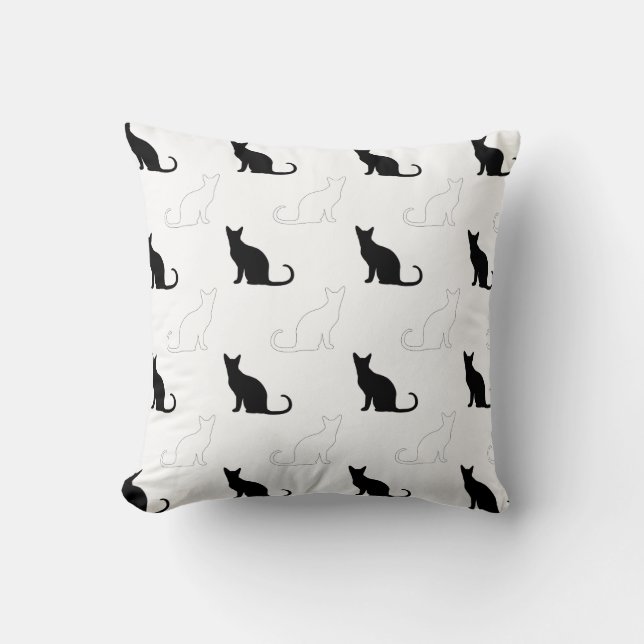 Silhouettes Of Black and White Cats Cushion (Front)