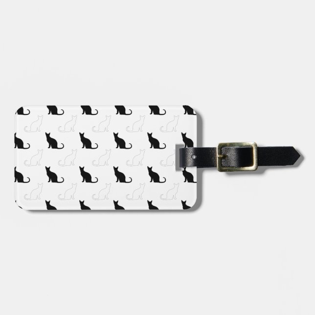 Silhouettes Of Black and White Cats Luggage Tag (Front Horizontal)