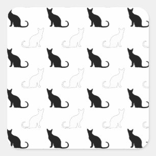 Silhouettes Of Black and White Cats Square Sticker