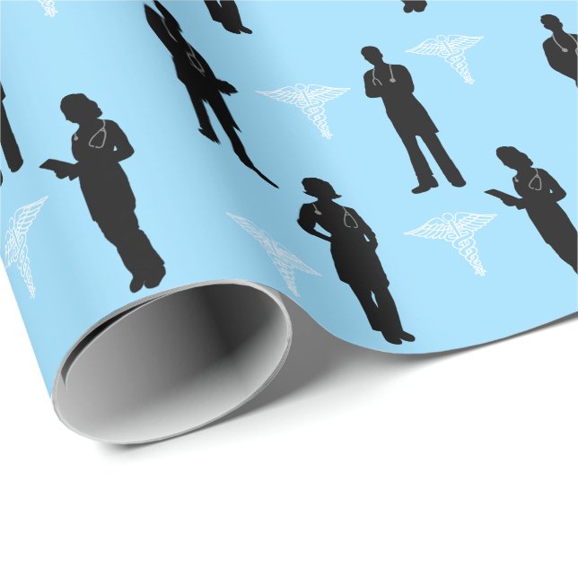 Silhouettes of Male and Female Doctor Gift Wrap    (Roll Corner)