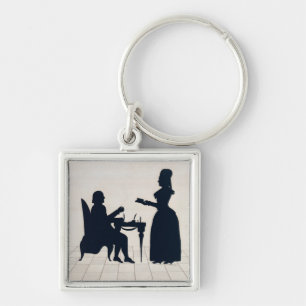 Silhouettes of Monsieur and Madame Roland Key Ring