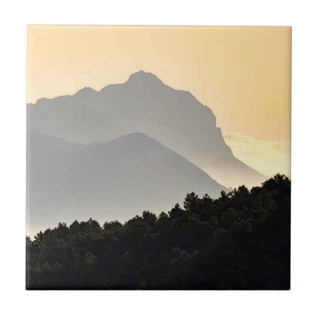 Silhouettes of Mountains Ceramic Tile (Front)