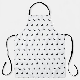 Silhouettes of Small Black Bananas on White Apron