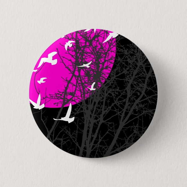 silhouscreen birds 6 cm round badge (Front)