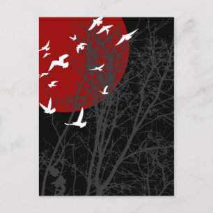 silhouscreen birds postcard