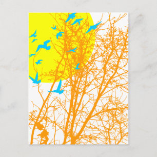 silhouscreen birds postcard
