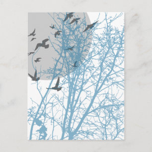 silhouscreen birds postcard