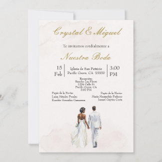 Silhueta de novia y novio invitation
