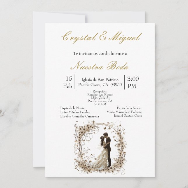 Silhueta de novia y novio  invitation (Front)