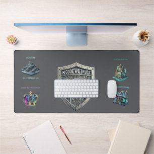 Silicon Cities: Fusion of Tradition and Tech - 2  Desk Mat