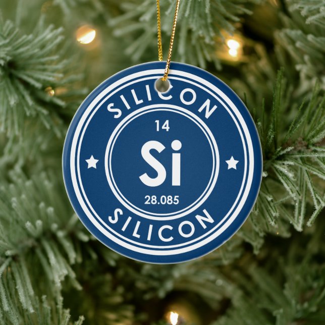 Silicon Element Blue Ceramic Ornament (Tree)