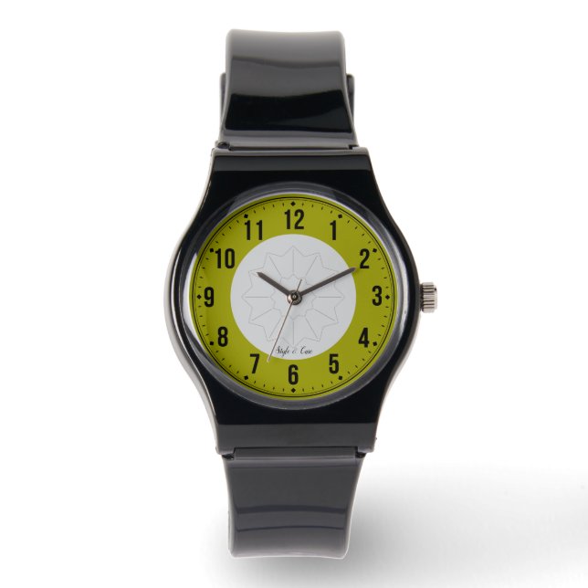 Silicone Strap Black with Olive Green Colour Watch (Front)