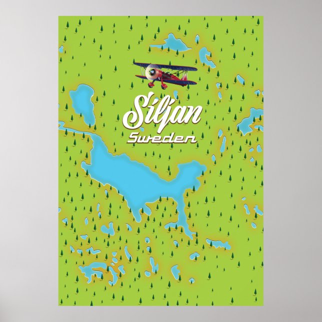 Siljan Lake Sweden map Poster (Front)