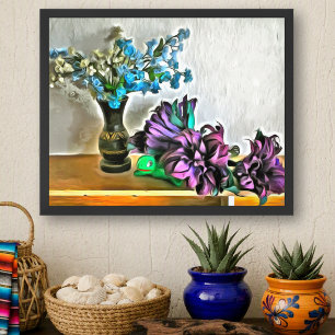 Silk and Corn Husk Flowers 2190 Art Print