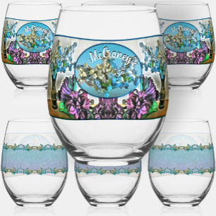 Silk and Corn Husk Flowers 2190 Stemless Wine Glass
