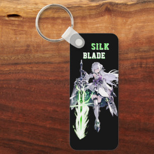 SILK BLADE Anime Samurai Girl - Dark Black Key Ring