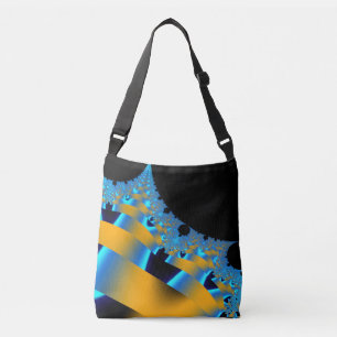 Silk Blue & Yellow Ribbons Fractal Crossbody Bag