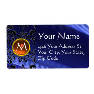 SILK DAMASK GEM orange electric blue