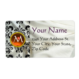 SILK DAMASK GEM orange white