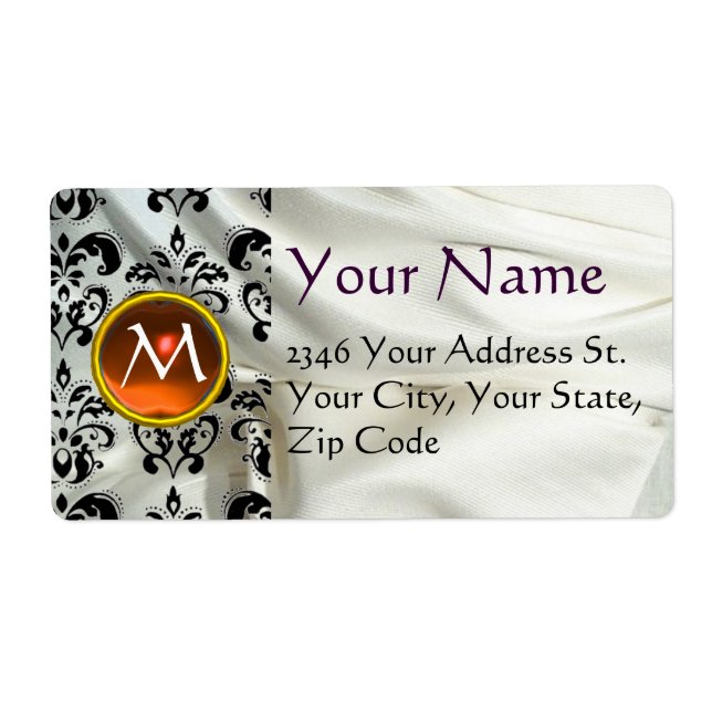 SILK DAMASK GEM orange white (Front)