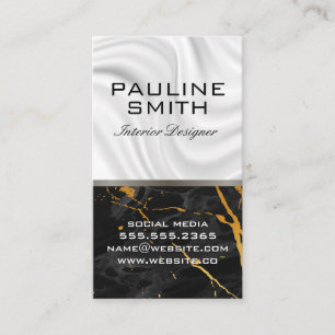 Silk Drapery   Black Gold Marble Business Card
