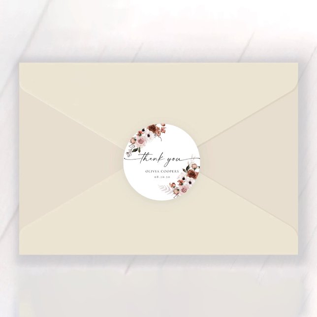 Silk Floral Baby Shower Classic Round Sticker (Creator Uploaded)