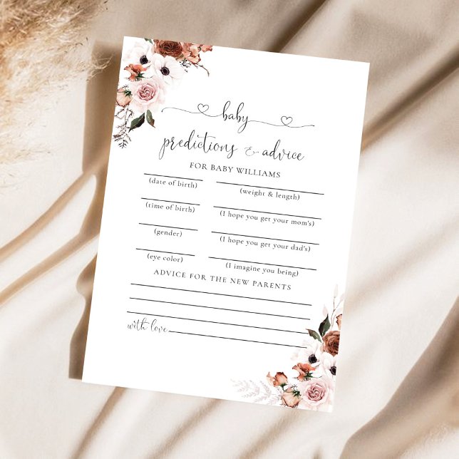 Silk Floral Baby Shower Predictions Card (Creator Uploaded)