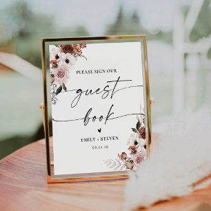 Silk Floral Bridal Shower Guest Book Sign