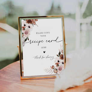 Silk Floral Recipe Card Sign