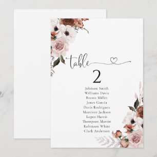 Silk Floral Table Seating Chart