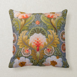 Silk Green Embroidery Art Cushion