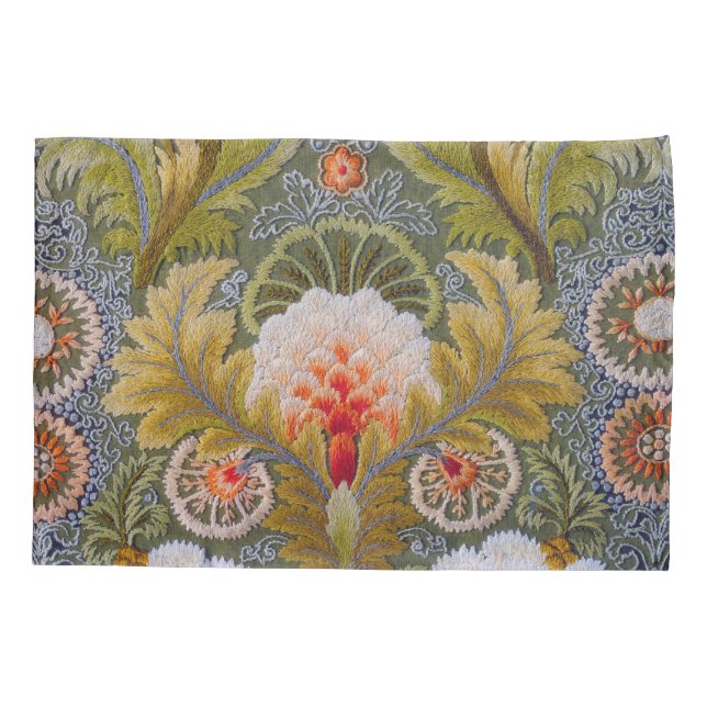 Silk Green Embroidery Art Pillowcase (Back)